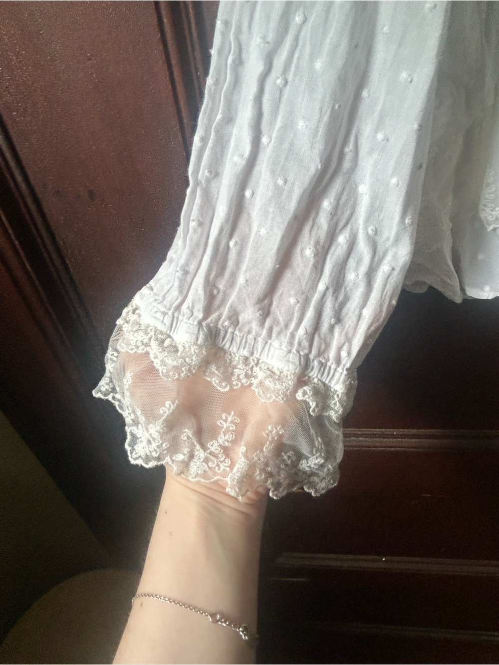 Ulla Johnson White Noemie Victorian Ruffle Lace Blouse Swiss Dot Size 2 - Picture 9 of 11
